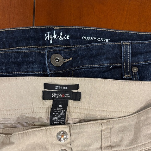 Style & Co. Navy and Khaki Curvy Capri Pants - Picture 2 of 8